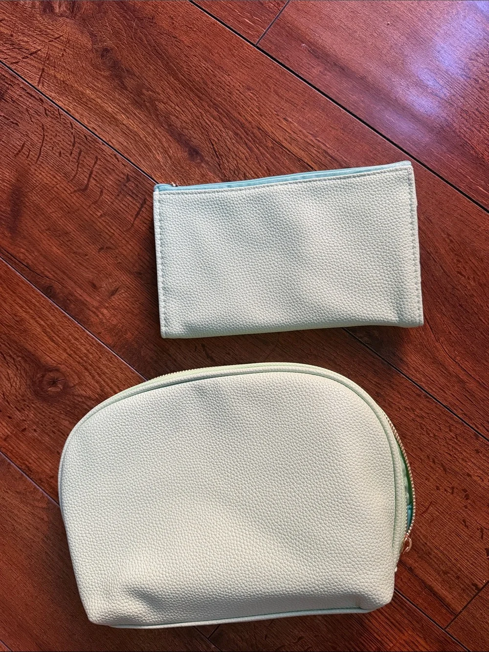 Neiman Marcus Green Two-Piece Cosmetic Pouch Set